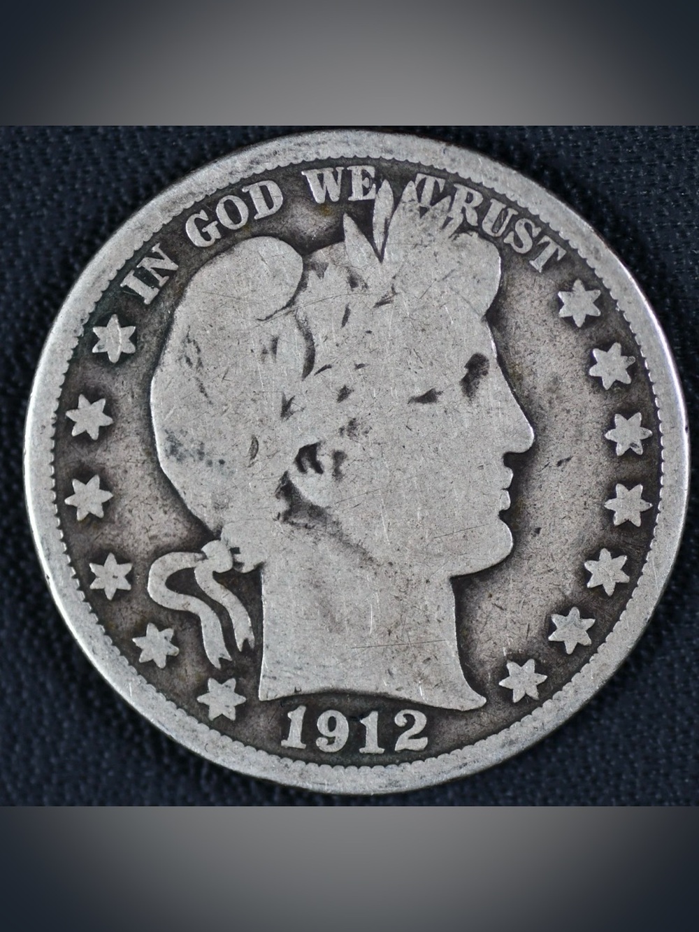 1912 P Barber Silver Half Dollar 50c • Ungraded VG (Very Good)